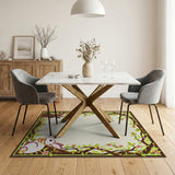 Whimsical Bunny Cherry Blossom Border Rug