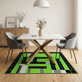 Green Roadway Play Rug for Kids