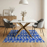 Blue Teapot Silhouette Geometric Area Rug