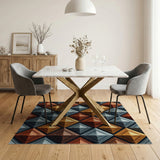 Vibrant Multi-Color 3D Diamond Geometric Rug