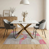 Curved Geometric Abstract Area Rug in Pink Orange