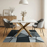 Modern Angular Black White Area Rug