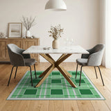 Geometric Modern Green Gingham Plaid Area Rug