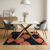 Black Coral Seashell Pattern Area Rug