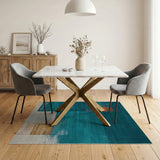 Teal Geometric Abstract Geometric Modern Area Rug