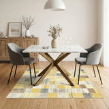 Yellow Distressed Patchwork Area Rug