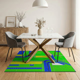 Aerial Highway Interchange Geometric Area Rug