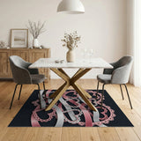 Pink Lace Hearts Ribbon Area Rug