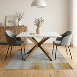ODIKA Washable Modern Abstract Area Rug - Cream & Gold