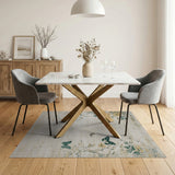 Distressed Vintage Beige Rose Butterfly Rug