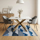 Layered Blue Mountain Geometric Area Rug