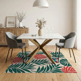 Vibrant Palm Leaf Butterfly Area Rug