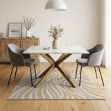 Wavy Beige Abstract Beige and Neutral Area Rug