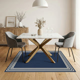 Navy Blue Layered Border Area Rug