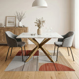 Abstract Geometric Beige Rust Area Rug