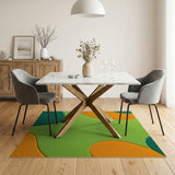 Vibrant Abstract Green Orange Teal Shag Rug