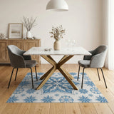 Geometric Modern Intricate Blue Snowflake Geometric Area Rug