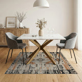 Southwestern Geometric Area Rug in Rust Black Beige