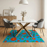 Vibrant Red Daisy Tulip Floral Area Rug
