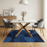 Blue Abstract Geometric Woven Area Rug