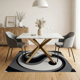 Modern Abstract Swirl Washable Area Rug - Black & Grey