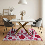 Blush Pink Rose Floral Area Rug
