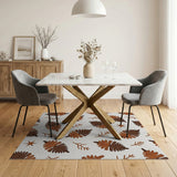 Brown Fern Frond Twig Pattern Area Rug