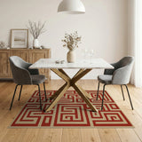 Red Red Geometric Labyrinth Area Rug