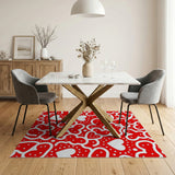 Playful Red Heart Pattern Area Rug