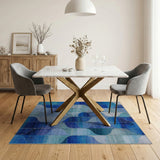Blue Teardrop Geometric Area Rug