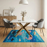 Kids Cartoon Whale Dolphin Ocean Area Rug