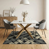 Modern Grey Woven Basket Weave Area Rug
