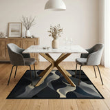 Fluid Wave Black White Area Rug