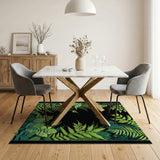 Lush Green Ferns Butterflies Area Rug
