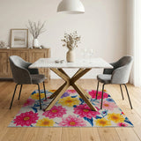 Vibrant Multi-Color Dahlia Floral Area Rug