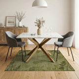 Green Sage Green Fern Leaf Area Rug