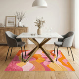 Vibrant Multi-color and Patterns Vibrant Wavy Multi-Color Area Rug