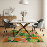 Vibrant Citrus Fruit Area Rug in Pink