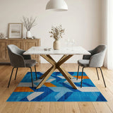 Geometric Modern Blue Geometric Triangle Area Rug