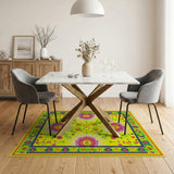 Vibrant Pink Sunflower Yellow Area Rug