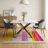 Vibrant Pink Orange Yellow Stripe Area Rug