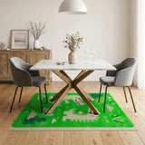 Green Playful Green Crocodile Kids Cartoon Rug
