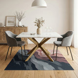 Blush Pink to Grey Abstract Wave Area Rug