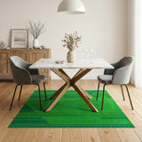 Vibrant Green Geometric Stripe Area Rug