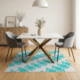 Blue and Teal Teal Organic Abstract Area Rug