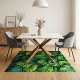 Boho Chic Lush Green Monstera Leaves Area Rug