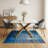 Blue Layered Geometric Abstract Area Rug