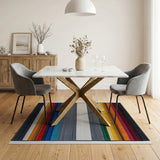 Multi-color and Patterns Vibrant Rainbow Stripe Geometric Area Rug