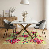 Vibrant Red Medallion Floral Yellow Rug