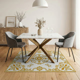 Traditional Persian Gold and Silver Ornate Gold Floral Persian Area Rug